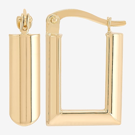Gold Addiction Womens 10K Gold 17.9mm Rectangular Hoop Earrings