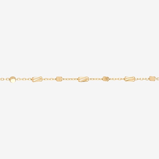 Gold Addiction Womens 10K Gold 7 3/4 Inch Solid Chain Bracelet