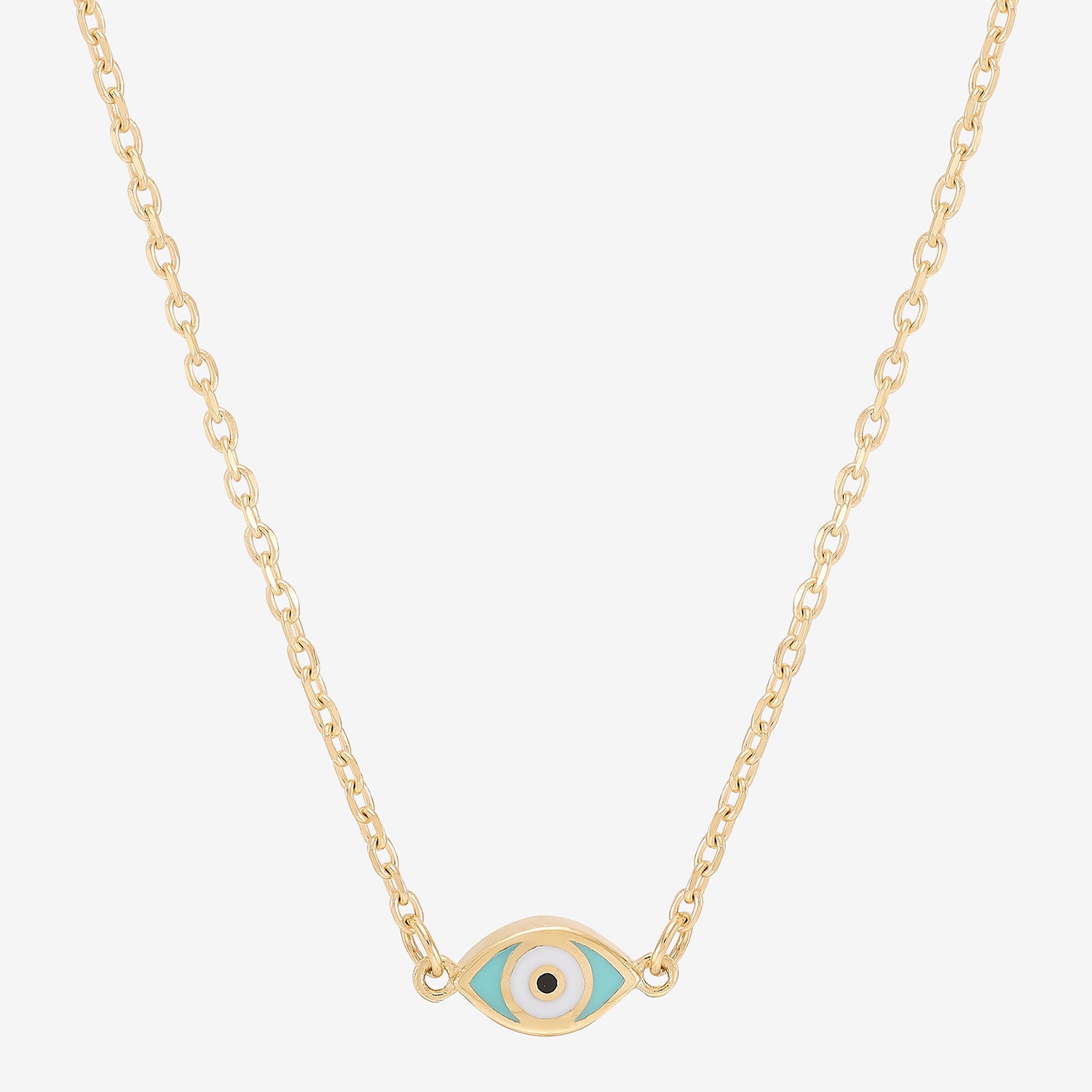 Gold Addiction Womens 10K Gold Evil Eye 18 Inch Pendant Necklace