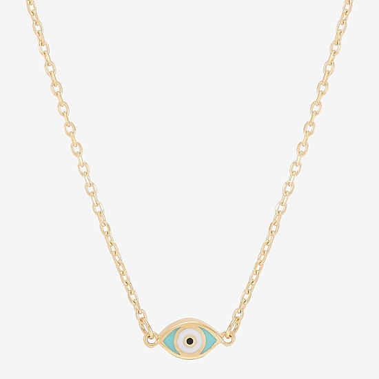 Gold Addiction Womens 10K Gold Evil Eye 18 Inch Pendant Necklace