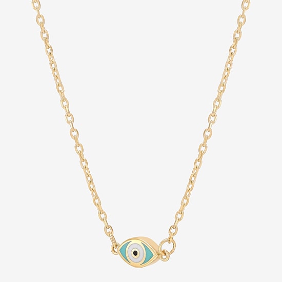 Gold Addiction Womens 10K Gold Evil Eye 18 Inch Pendant Necklace