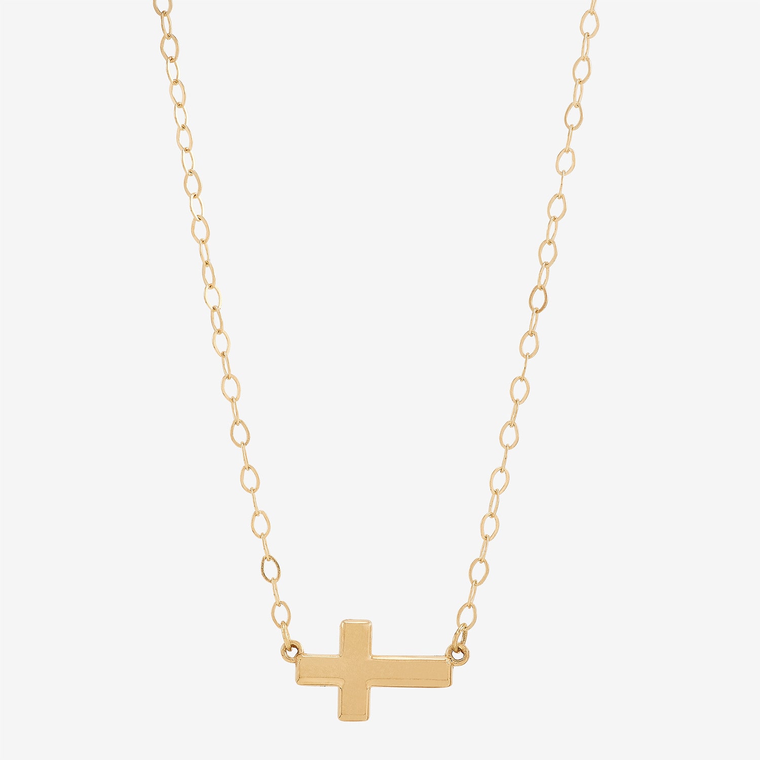 Gold Addiction Sideways Womens 10K Gold Cross 18 Inch Pendant Necklace