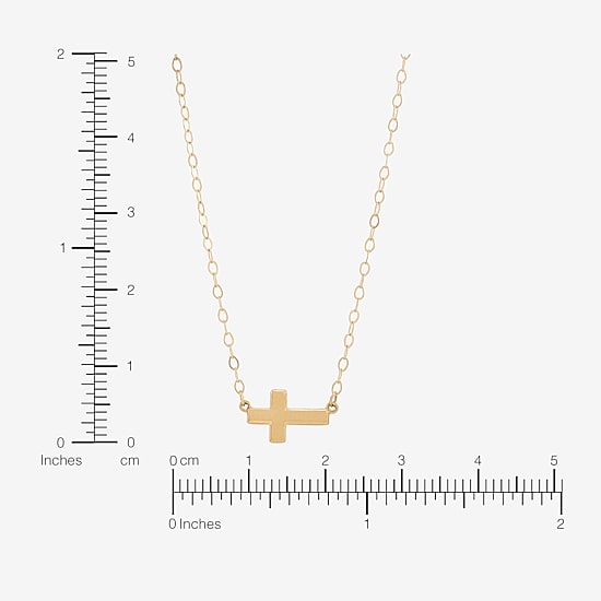 Gold Addiction Sideways Womens 10K Gold Cross 18 Inch Pendant Necklace