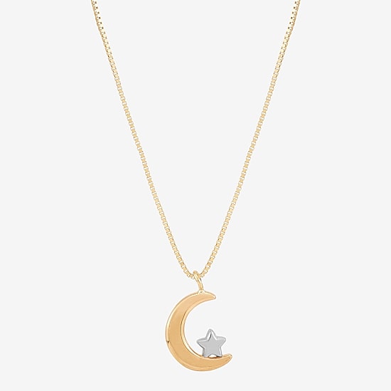 Gold Addiction Womens 10K Two Tone Gold Moon 18 Inch Pendant Necklace