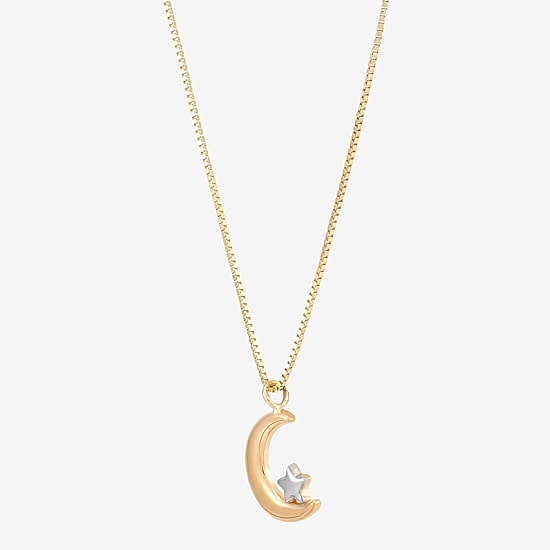 Gold Addiction Womens 10K Two Tone Gold Moon 18 Inch Pendant Necklace
