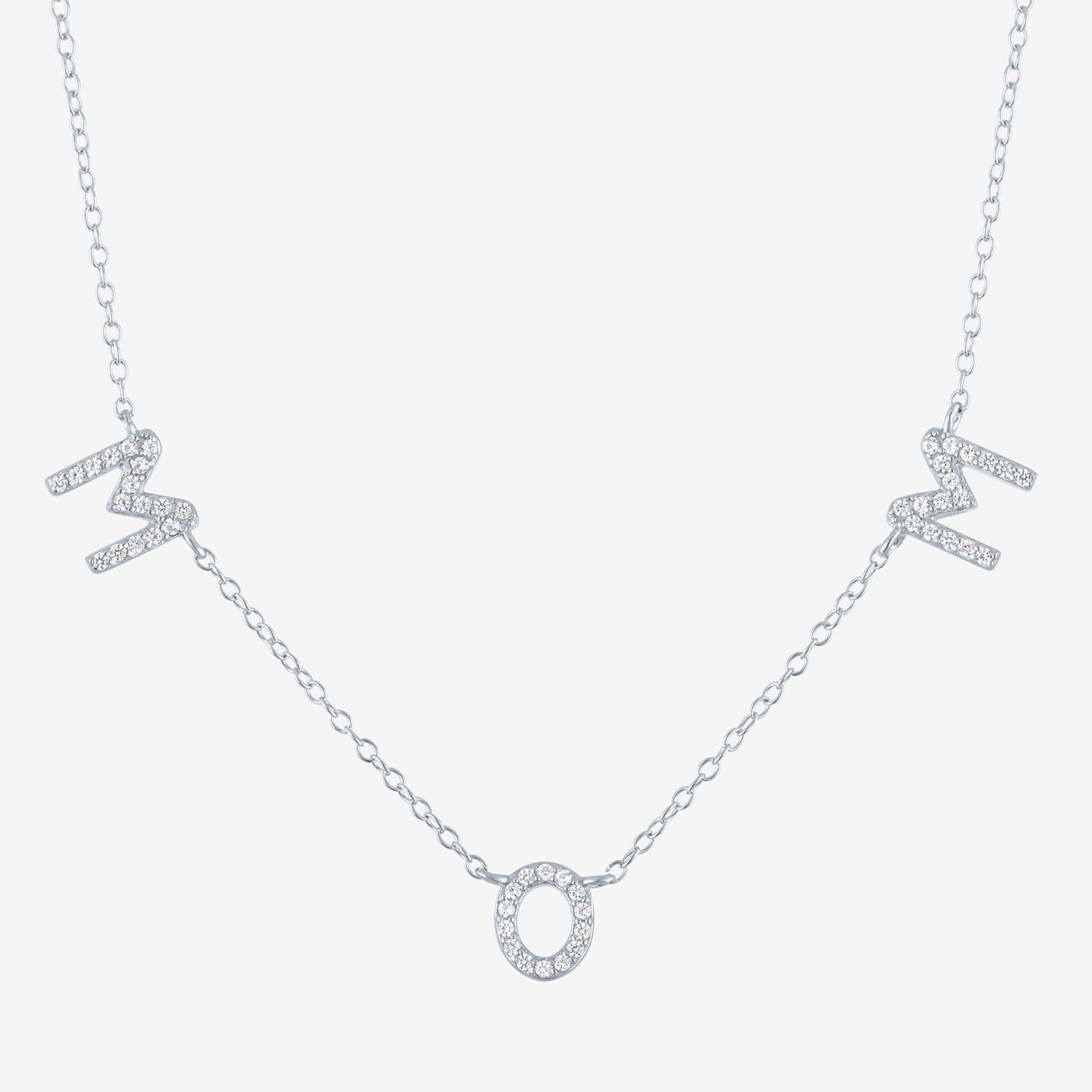 Yes, Please! Womens Lab Created White Sapphire Pure Silver Over Brass 16 Inch Pendant Necklace