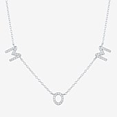 Yes, Please! Womens Lab Created White Sapphire Pure Silver Over Brass 16 Inch Pendant Necklace