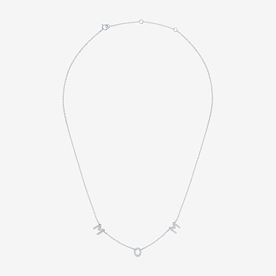 Yes, Please! Womens Lab Created White Sapphire Pure Silver Over Brass 16 Inch Pendant Necklace