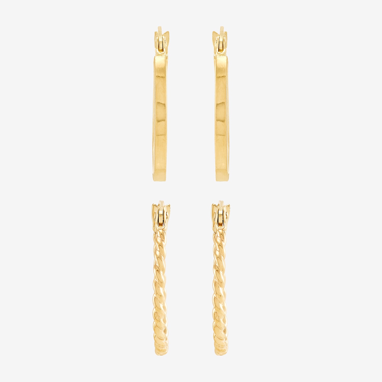 Womens 10K Gold 2 Pair Earring Set