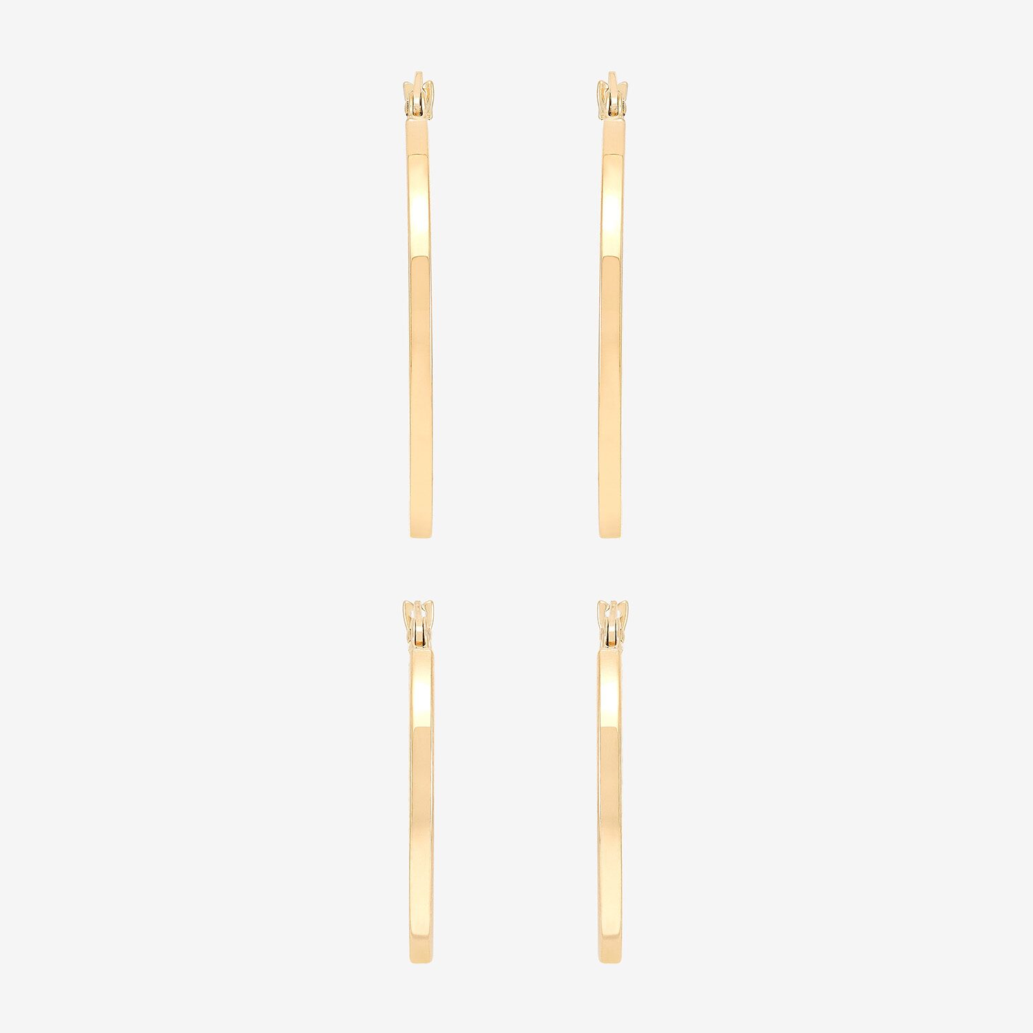 Womens 10K Gold 2 Pair Earring Set