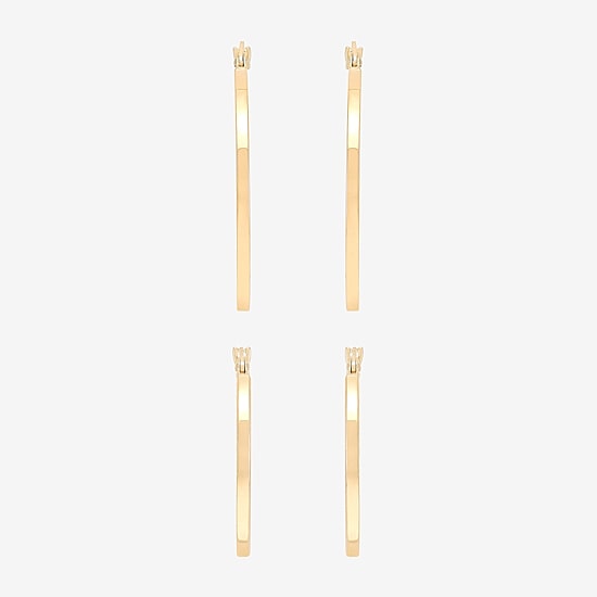 Womens 10K Gold 2 Pair Earring Set