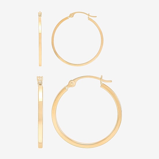 Womens 10K Gold 2 Pair Earring Set