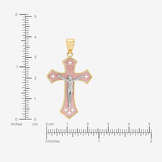 Crucifix Womens 10K Two Tone Gold Cross Pendant