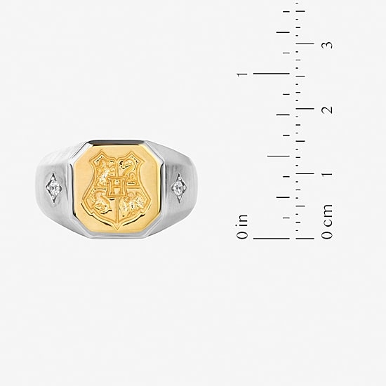 Harry Potter (F / Si2) Mens 1/10 CT. T.W. Lab Grown White Diamond 14K Gold Over Silver Signet Ring