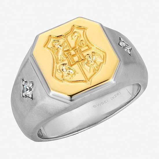 Harry Potter (F / Si2) Mens 1/10 CT. T.W. Lab Grown White Diamond 14K Gold Over Silver Signet Ring