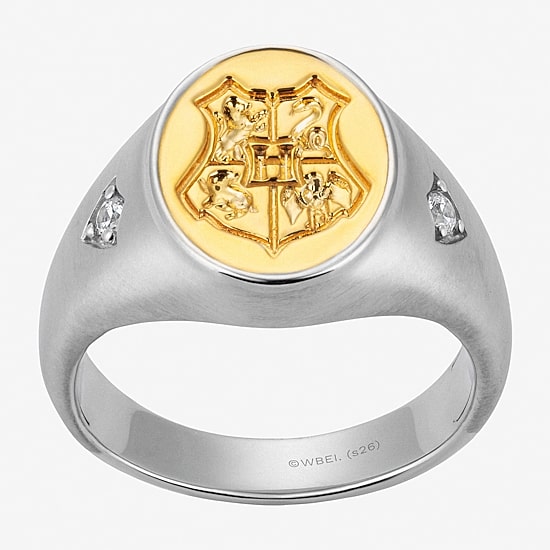 Harry Potter (F / Si2) Mens 1/10 CT. T.W. Lab Grown White Diamond 14K Gold Over Silver Signet Ring