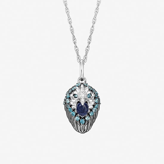 Harry Potter (F / Si2) Womens Genuine Blue Sodalite Sterling Silver 16 Inch Pendant Necklace