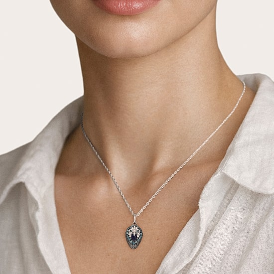 Harry Potter (F / Si2) Womens Genuine Blue Sodalite Sterling Silver 16 Inch Pendant Necklace
