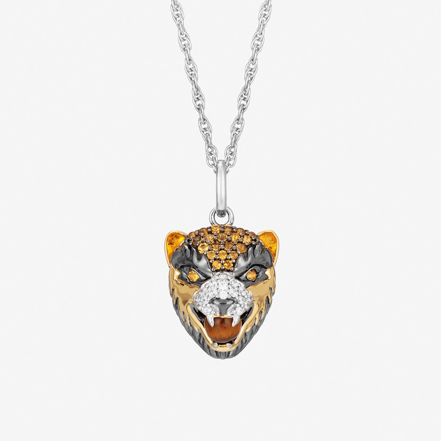 Harry Potter (F / Si2) Womens Diamond Accent Genuine Brown Tiger's Eye 14K Gold Over Silver 16 Inch Pendant Necklace