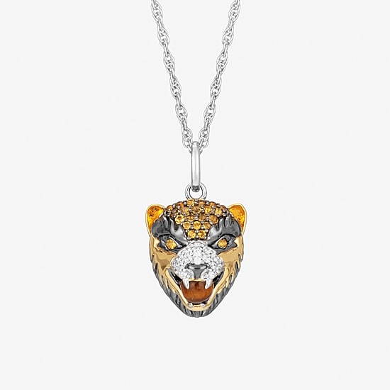 Harry Potter (F / Si2) Womens Diamond Accent Genuine Brown Tiger's Eye 14K Gold Over Silver 16 Inch Pendant Necklace