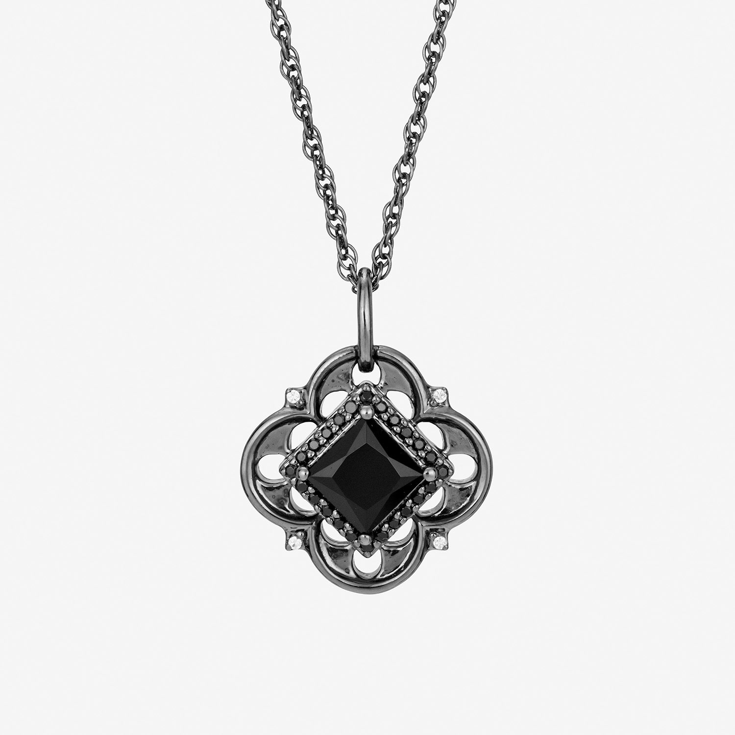 Harry Potter (F / Si2) Womens Lab Grown Diamond Accent Genuine Black Onyx Sterling Silver 18 Inch Pendant Necklace