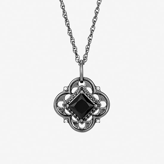 Harry Potter (F / Si2) Womens Lab Grown Diamond Accent Genuine Black Onyx Sterling Silver 18 Inch Pendant Necklace
