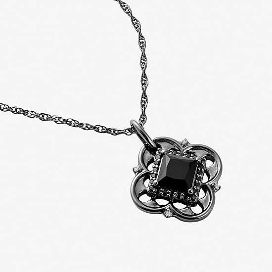 Harry Potter (F / Si2) Womens Lab Grown Diamond Accent Genuine Black Onyx Sterling Silver 18 Inch Pendant Necklace