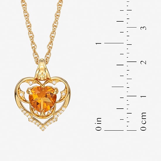 Harry Potter (F / Si2) Womens 1/10 CT. T.W. Lab Grown Diamond Genuine Yellow Citrine 14K Gold Over Silver 18 Inch Pendant Necklace