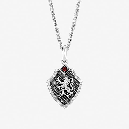 Harry Potter Mens Genuine Red Garnet Sterling Silver Pendant