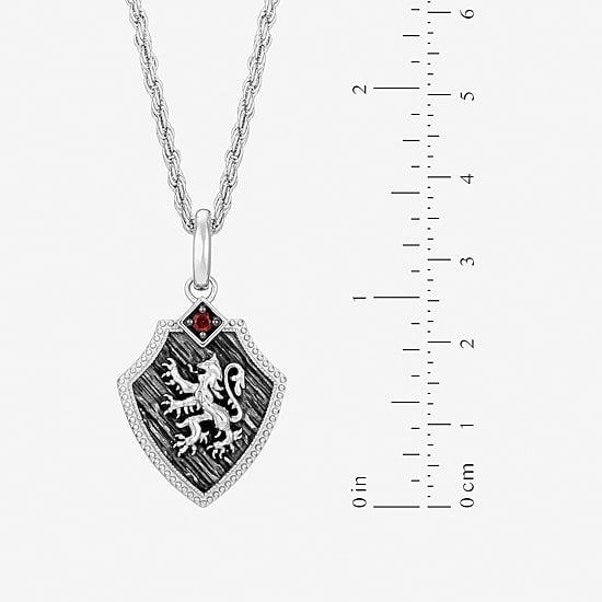 Harry Potter Mens Genuine Red Garnet Sterling Silver Pendant