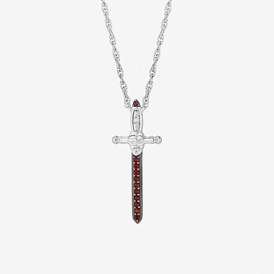 Harry Potter (F / Si2) Womens Lab Grown Diamond Accent Genuine Red Garnet Sterling Silver 18 Inch Pendant Necklace