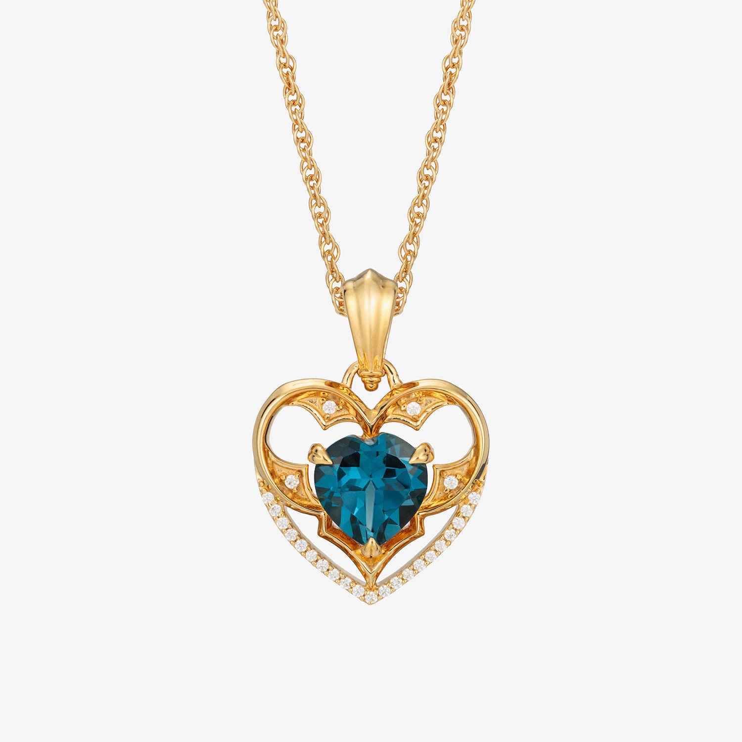 Harry Potter (F / Si2) Womens Lab Grown Diamond Accent Genuine Blue Topaz 14K Gold Over Silver 18 Inch Pendant Necklace