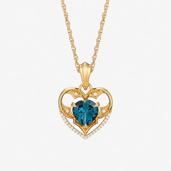 Harry Potter (F / Si2) Womens Lab Grown Diamond Accent Genuine Blue Topaz 14K Gold Over Silver 18 Inch Pendant Necklace