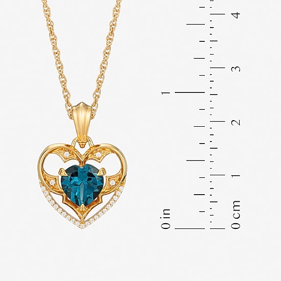 Harry Potter (F / Si2) Womens Lab Grown Diamond Accent Genuine Blue Topaz 14K Gold Over Silver 18 Inch Pendant Necklace