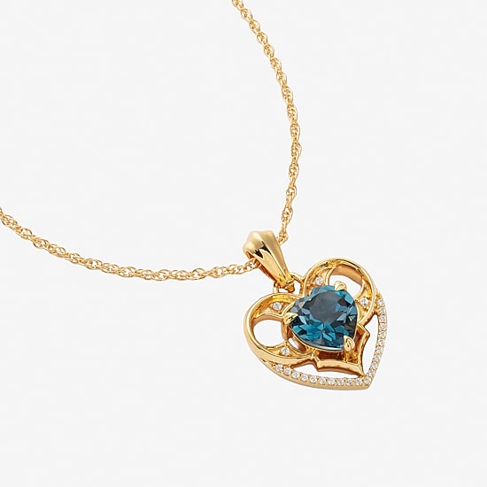 Harry Potter (F / Si2) Womens Lab Grown Diamond Accent Genuine Blue Topaz 14K Gold Over Silver 18 Inch Pendant Necklace