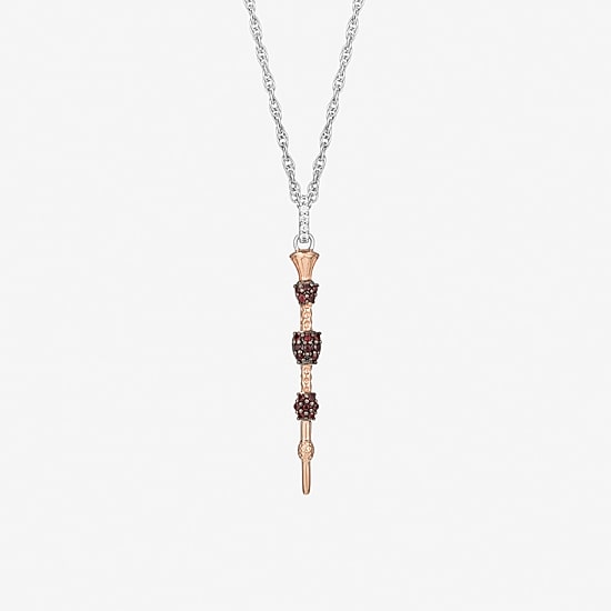 Harry Potter (F / Si2) Womens Lab Grown Diamond Accent Genuine Red Garnet 14K Gold Over Silver 18 Inch Pendant Necklace