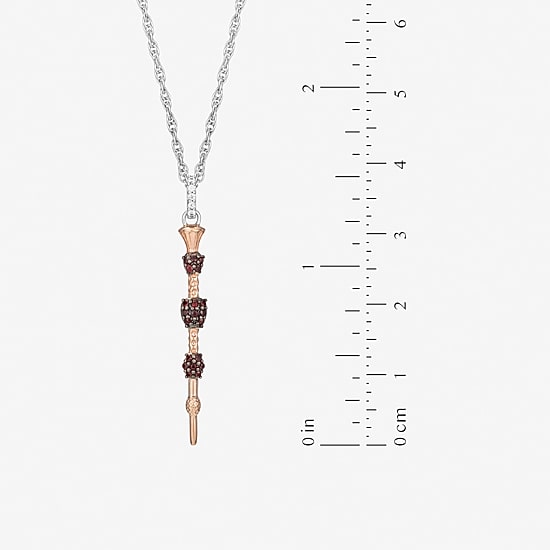 Harry Potter (F / Si2) Womens Lab Grown Diamond Accent Genuine Red Garnet 14K Gold Over Silver 18 Inch Pendant Necklace