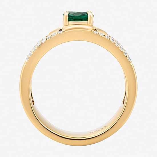 Harry Potter (F/Si2) Womens 1/6 CT. T.W. Lab Grown Diamond Lab Created Emerald 14K Gold Over Silver Cocktail Ring