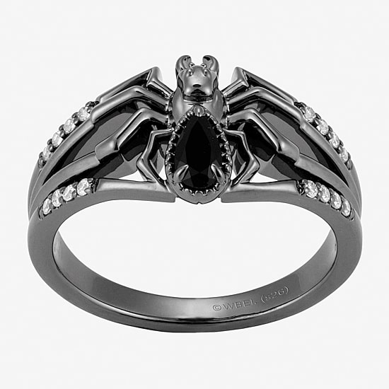 Harry Potter (F/Si2) Womens 1/10 CT. T.W. Lab Grown Diamond Genuine Black Onyx Sterling Silver Cocktail Ring