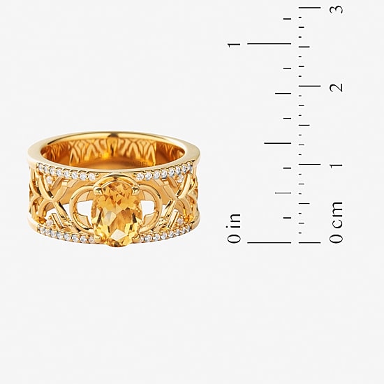 Harry Potter (F/Si2) Womens 1/6 CT. T.W. Lab Grown Diamond Genuine Citrine 14K Gold Over Silver Cocktail Ring