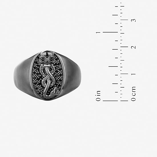 Harry Potter Mens Genuine Black Spinel Sterling Silver Fashion Ring