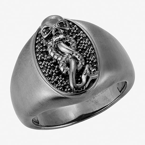 Harry Potter Mens Genuine Black Spinel Sterling Silver Fashion Ring
