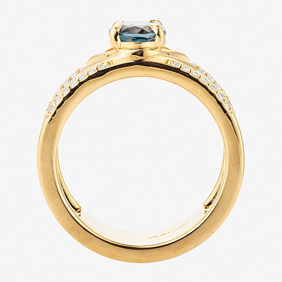 Harry Potter (F/Si2) Womens 1/6 CT. T.W. Lab Grown Diamond Genuine Blue Topaz 14K Gold Over Silver Cocktail Ring