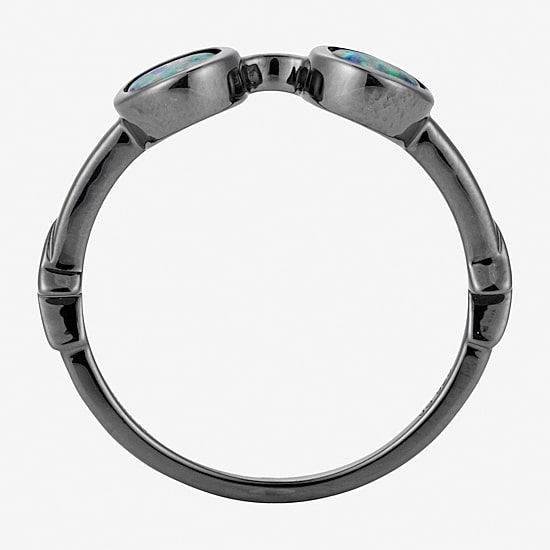 Harry Potter Womens Lab Created Multi Color Opal Sterling Silver Round Cocktail Ring