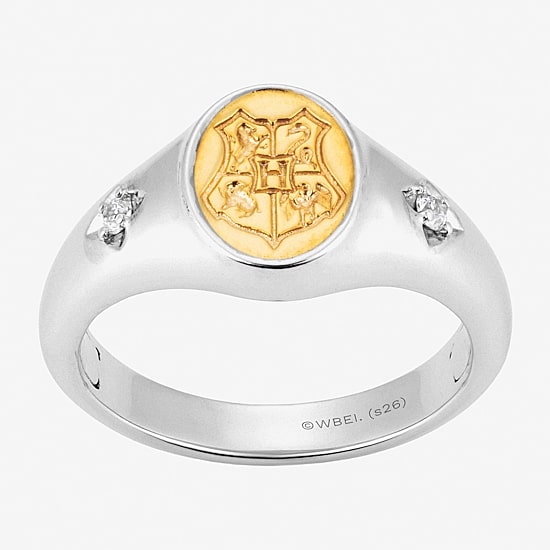 Harry Potter (F/Si2) Womens Diamond Accent Lab Grown White Diamond 14K Gold Over Silver Signet Ring