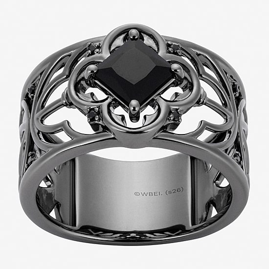 Harry Potter Womens Genuine Black Onyx Genuine Black Spinel Sterling Silver Cocktail Ring