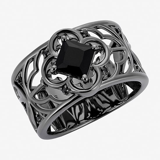 Harry Potter Womens Genuine Black Onyx Genuine Black Spinel Sterling Silver Cocktail Ring