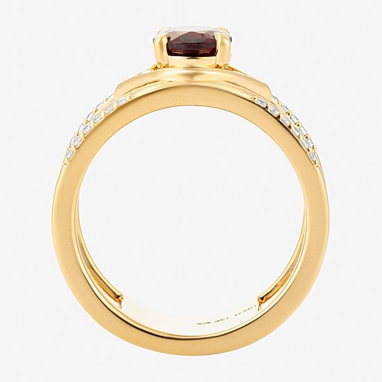 Harry Potter (F/Si2) Womens 1/10 CT. T.W. Lab Grown Diamond Genuine Red Garnet 14K Gold Over Silver Cocktail Ring