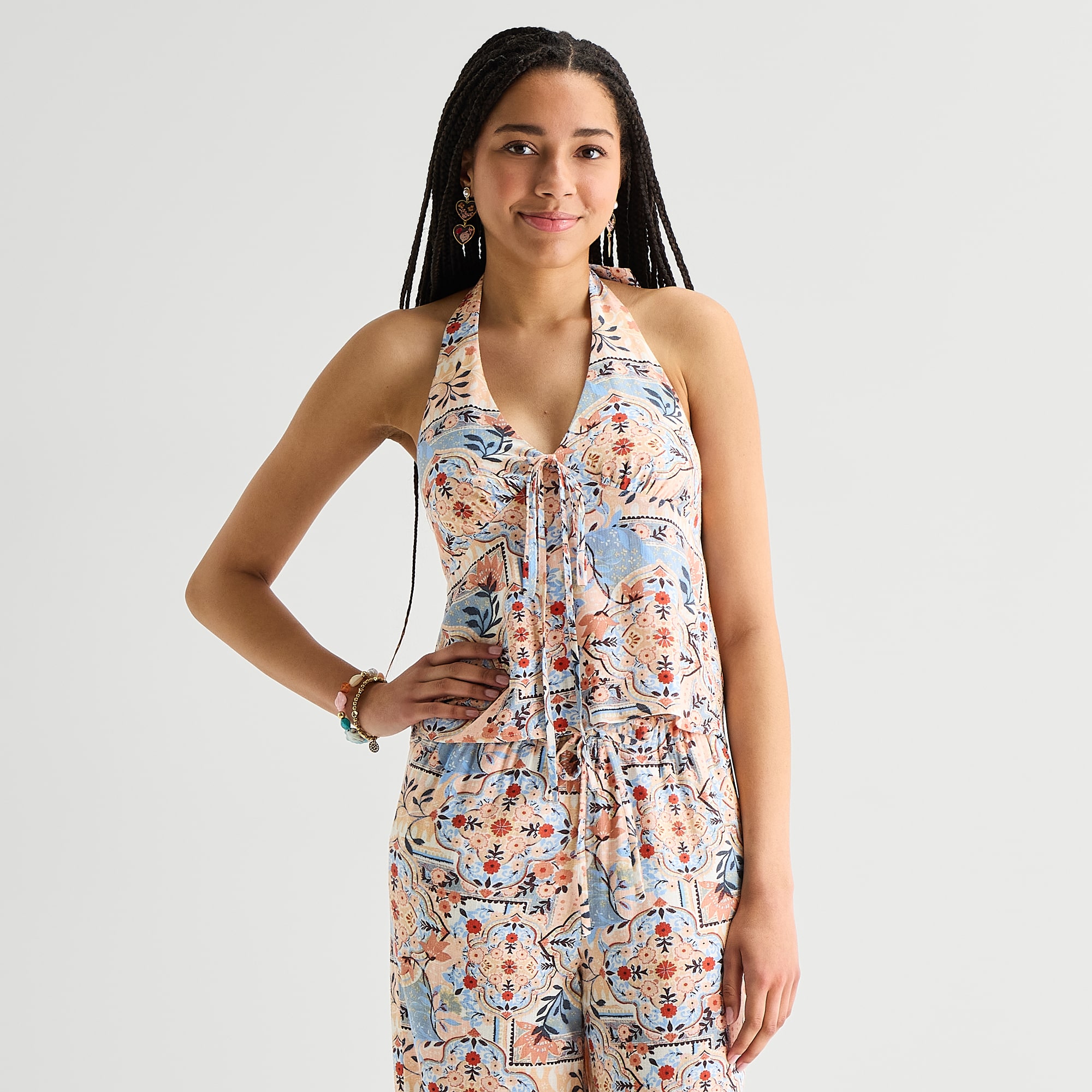 Arizona Womens Juniors Halter Neck Sleeveless Tank Top
