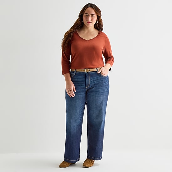 St. John's Bay Womens High Rise Wide Leg Jean